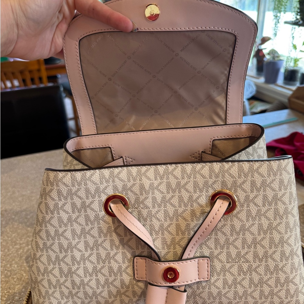 Michael Kors Pink and Cream Women's Backpack - Picture 8 of 9